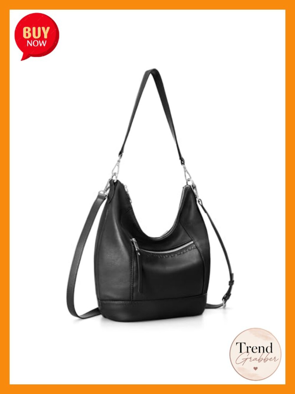 Genuine Leather Hobo Crossbody Purse Removable Straps Lightweight